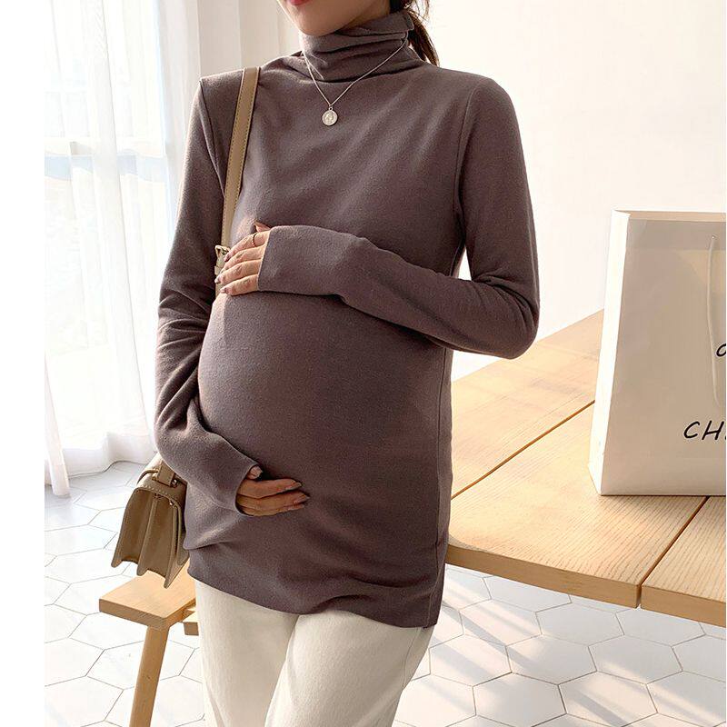 임산부 가을옷 임신 및 산후 잠옷 순면 보온 속옷 독일 벨벳 터틀넥 코튼 스웨터 겨울 자체 발열