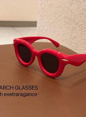 幂幂同款欧美厚框太阳镜潮流圆形外贸眼镜个性跨境大框米钉墨镜男