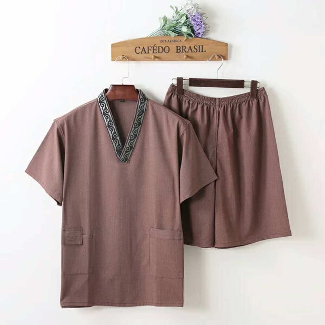 秋冬苎麻全棉汗蒸服男女款高档桑拿服加肥加大码洗浴服汉蒸服套装