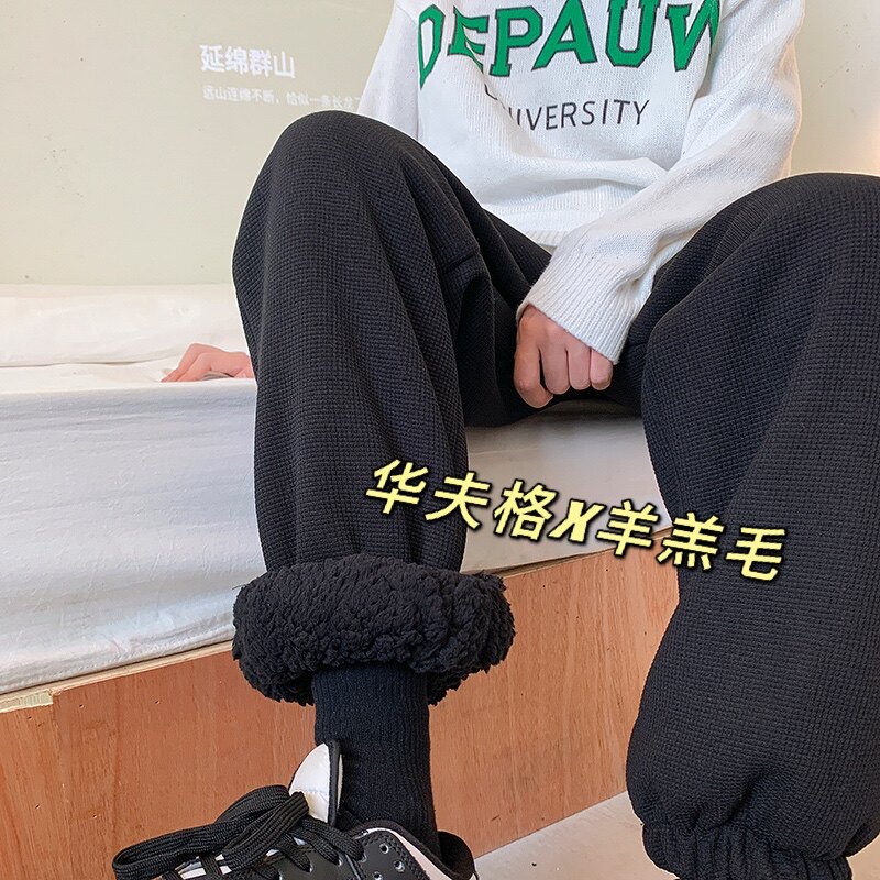 推荐！冬季新款华夫格棉花绒束脚厚实休闲裤XZ604-KP46-P65控78,男装休闲裤,星座604