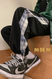 冬季加绒加厚玉米粒侧边拼接格子抽绳休闲裤XZ604-KP43-P55控68，男装卫衣，星座604