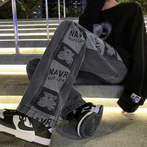 秋季港风新款小熊提花牛仔裤长裤 XZ604-KN05-P55控68图片
