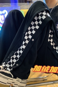 棋盘格排扣加绒加厚卫裤长裤 XZ604-KP30-P65控78图片
