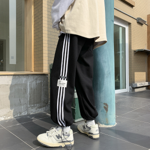 推荐！22春季新款华夫格三道杠骑标抽绳休闲裤XZ604-KP53-P55控68图片