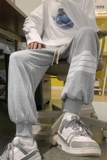 港风新款春秋百搭经典四条杠宽松罗口卫裤XZ604-KP38-P45控58，男装休闲裤，星座604