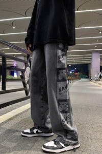秋季港风新款小熊提花牛仔裤长裤 XZ604-KN05-P55控68图片
