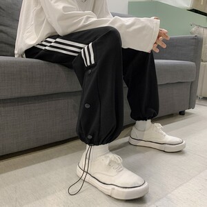 2026春秋款三条杠排扣九分抽绳卫裤 XZ604-KP21-P45控58图片