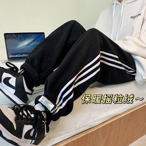 冬季新款摇粒绒三道杠魔术贴束脚休闲裤XZ604-KP48-P55控68图片