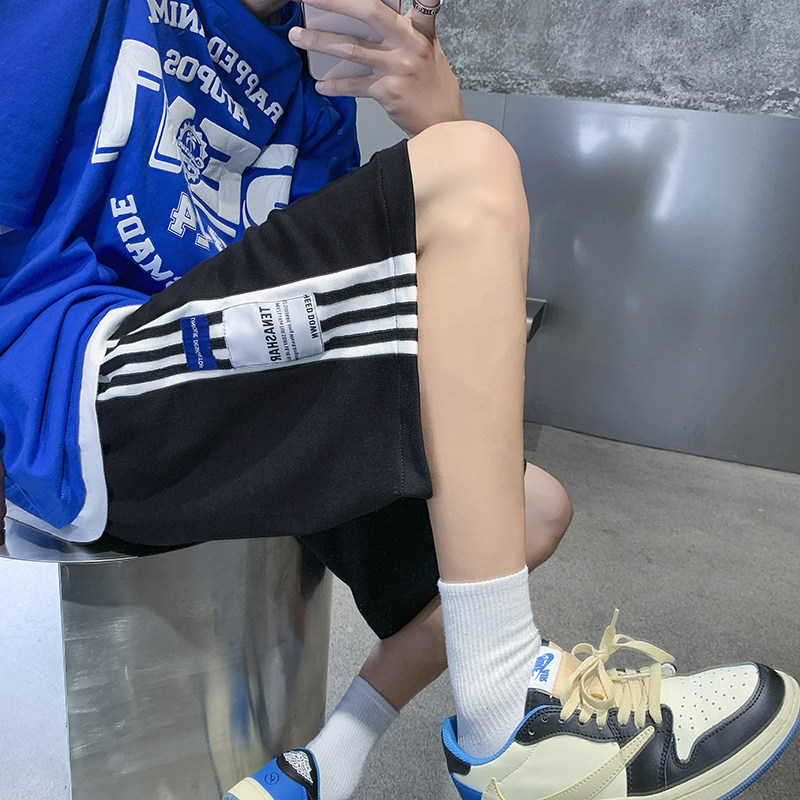 2026夏季自制侧边条纹拼接贴标休闲短裤XZ604-KP63-P35控48,男装牛仔裤,星座604