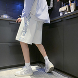 2026夏季自制华夫格侧边小熊印花拼接短裤XZ604-KP65-P30控39，男装牛仔裤，星座604