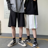 ins港风夏季条纹排扣五分短裤XZ604-KG19-P35控48，男装牛仔裤，星座604