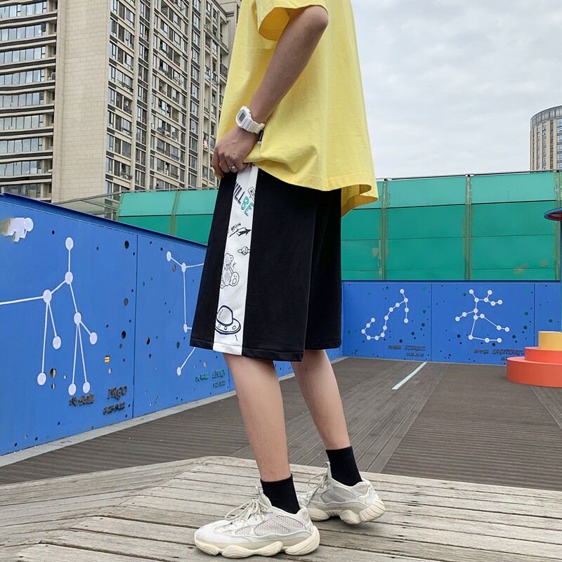 2026夏季涂鸦印花拼接短裤XZ604-KP16-P30控39,男装牛仔裤,星座604