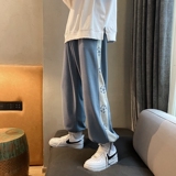港风秋季新款拼接串标九分宽松抽绳卫裤XZ604-KP05-P50控68，男装休闲裤，星座604
