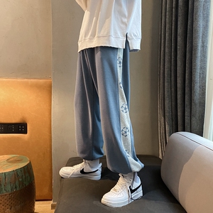 港风秋季新款拼接串标九分宽松抽绳卫裤 XZ604-KP05-P50控68图片