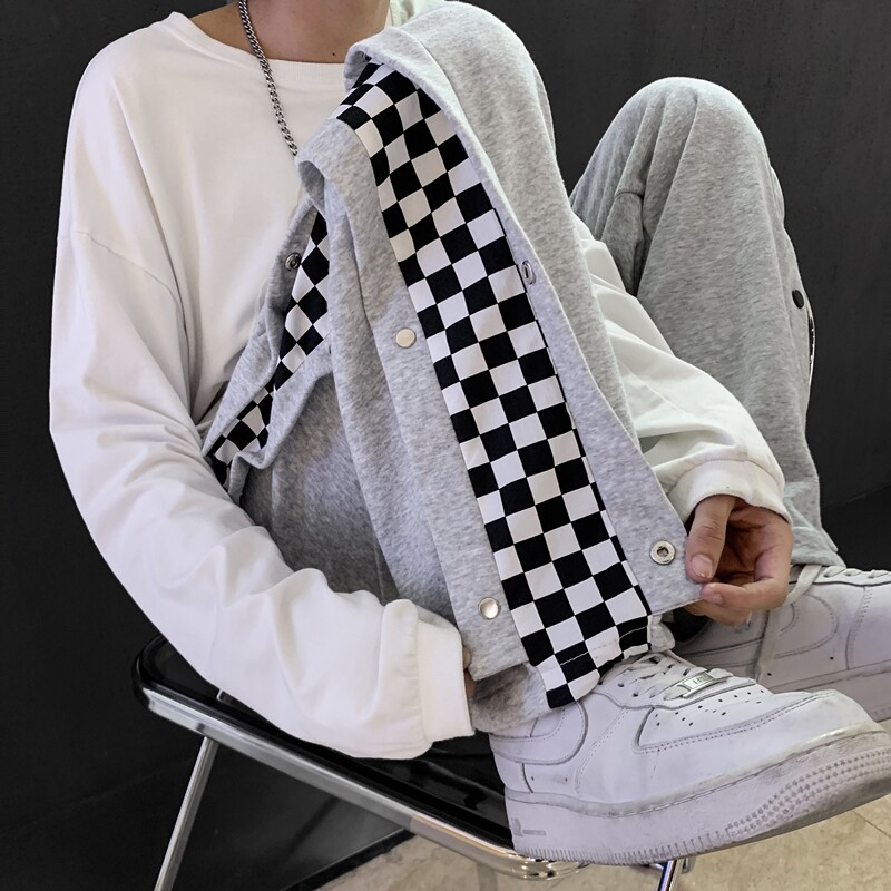 2026早春港风高街排扣棋盘格休闲裤XZ604-KP30-P55控68,男装休闲裤,星座604