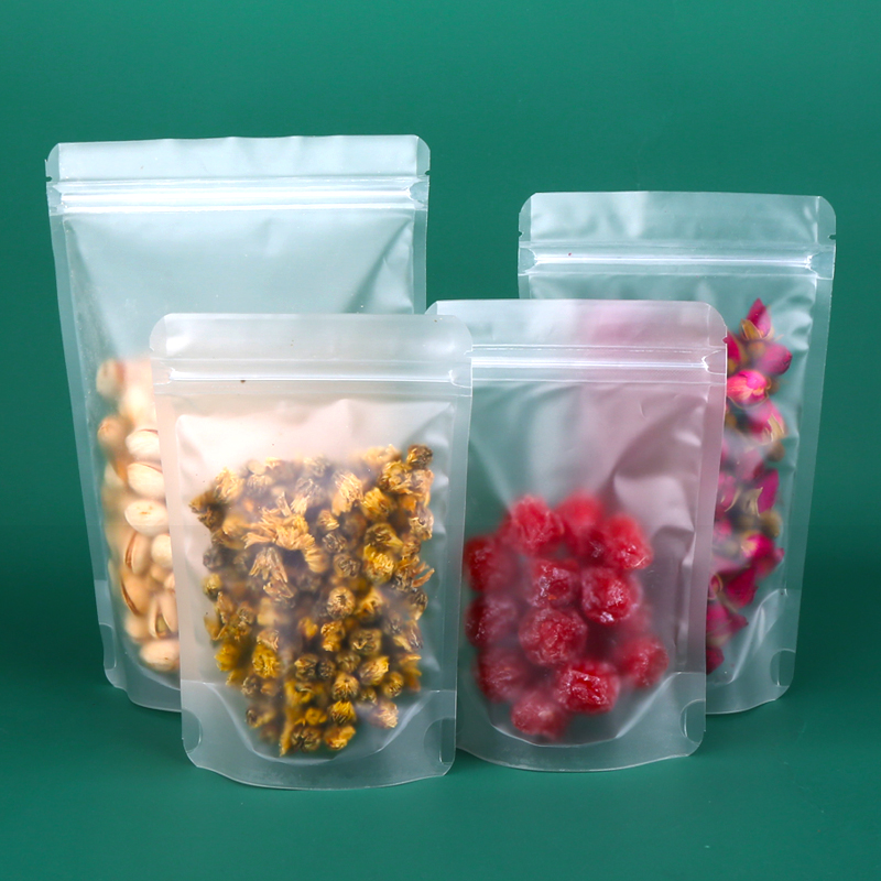 加厚磨砂透明自立自封袋 花果茶叶五谷杂粮特产食品密实塑封口袋