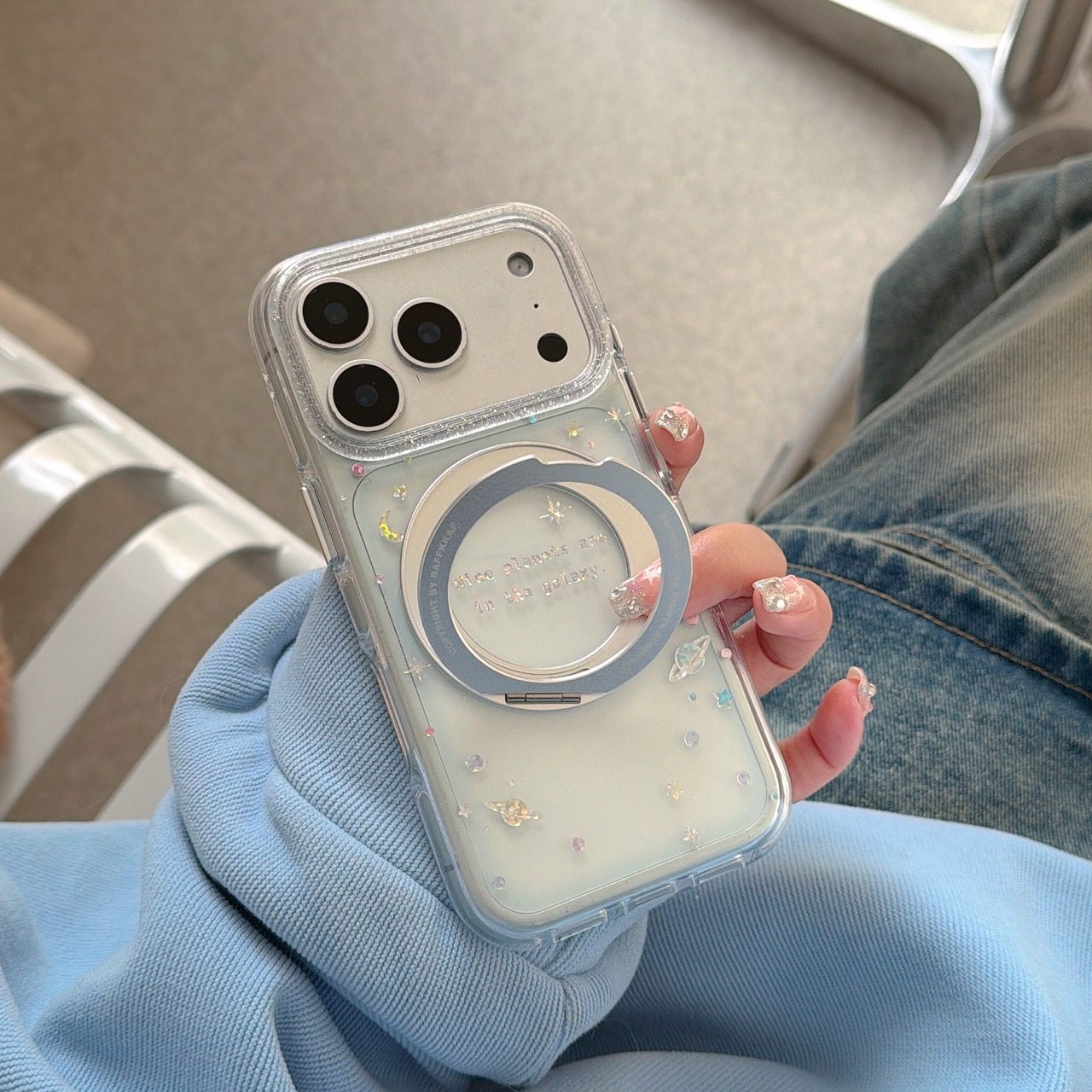 高透星球鎏金横竖360旋转支架适用iphone苹果17promax可爱16pro女生15卡通包相机AI键一体圆边气囊防摔手机壳,3C数码配件,手机保护套/壳,淘宝优惠券,粉丝福利购,淘宝优惠卷