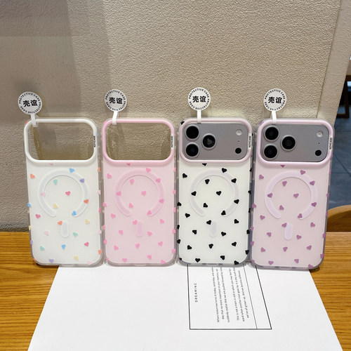 壳谊KEYICASE彩色满屏爱心适用iphone苹果17promax气质16pro包AI键15甜美14小众13女生磨砂抗指纹磁吸手机壳
