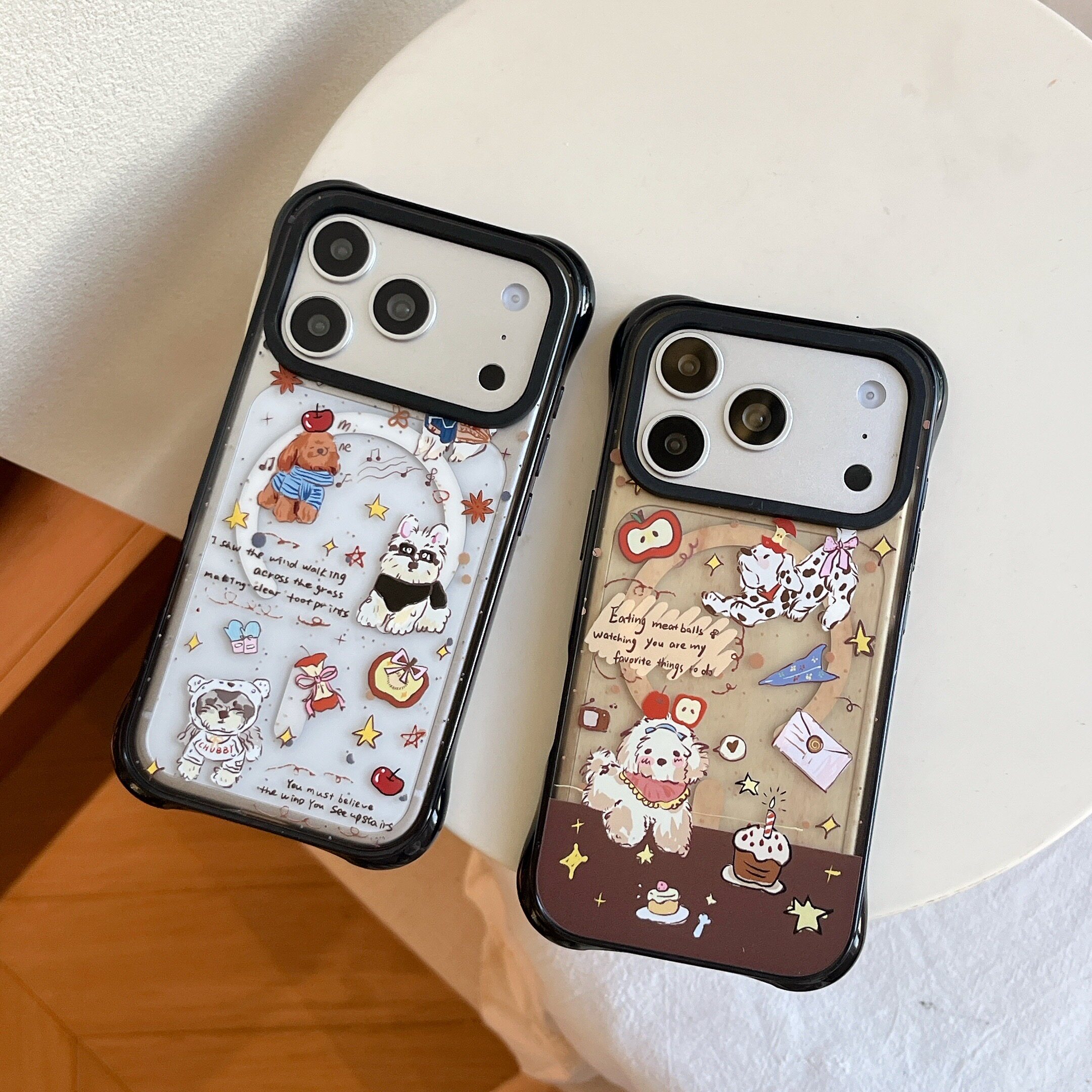 磁吸亚克力半透四角防摔适用iphone17promax苹果16pro卡通15小众14男女甜美ins包相机AI键苹果斑点小狗手机壳