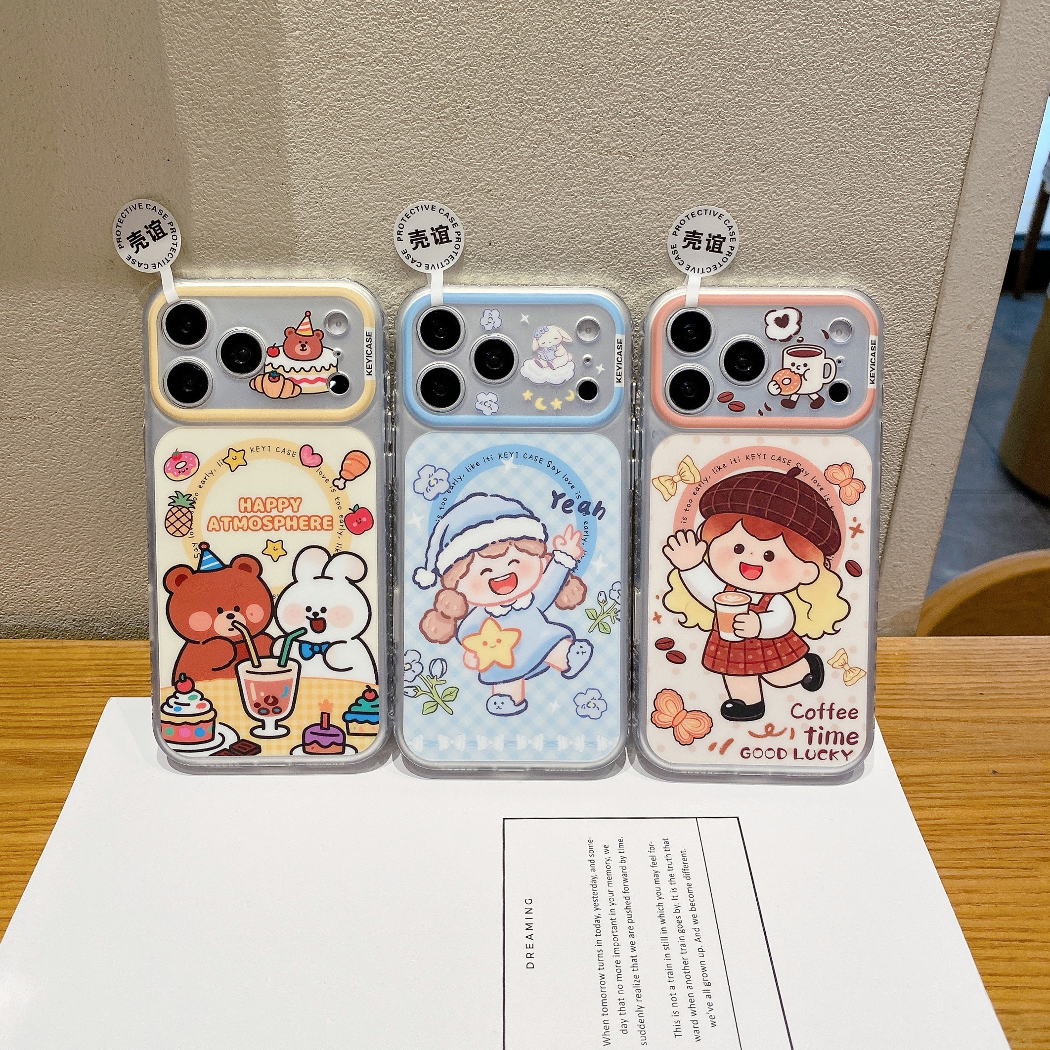 KEYICASE咖啡女孩小熊兔子适用iphone苹果17promax卡通16pro可爱15女生包ai键磨砂肤感抗指纹磁吸精孔手机壳