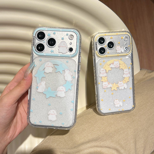 乐开酷透色细闪星星兔子西高地适用iphone苹果17promax可爱16pro卡通15女生包相机ai五金按键精孔磁吸手机壳