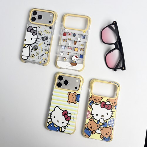 黄框Hello kitty猫适用iphone17promax苹果16pro卡通15小众14可爱女生时尚包相机键亚克力软糖四角防摔手机壳