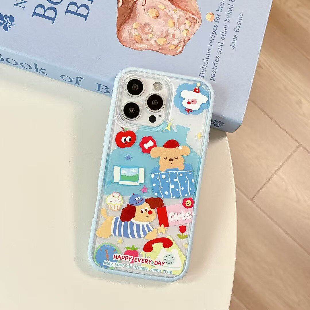 TPU软边框亚克力二合一ins适用iphone17promax苹果16pro时尚15女生14个性13可爱12木马kitty猫腊肠小狗手机壳