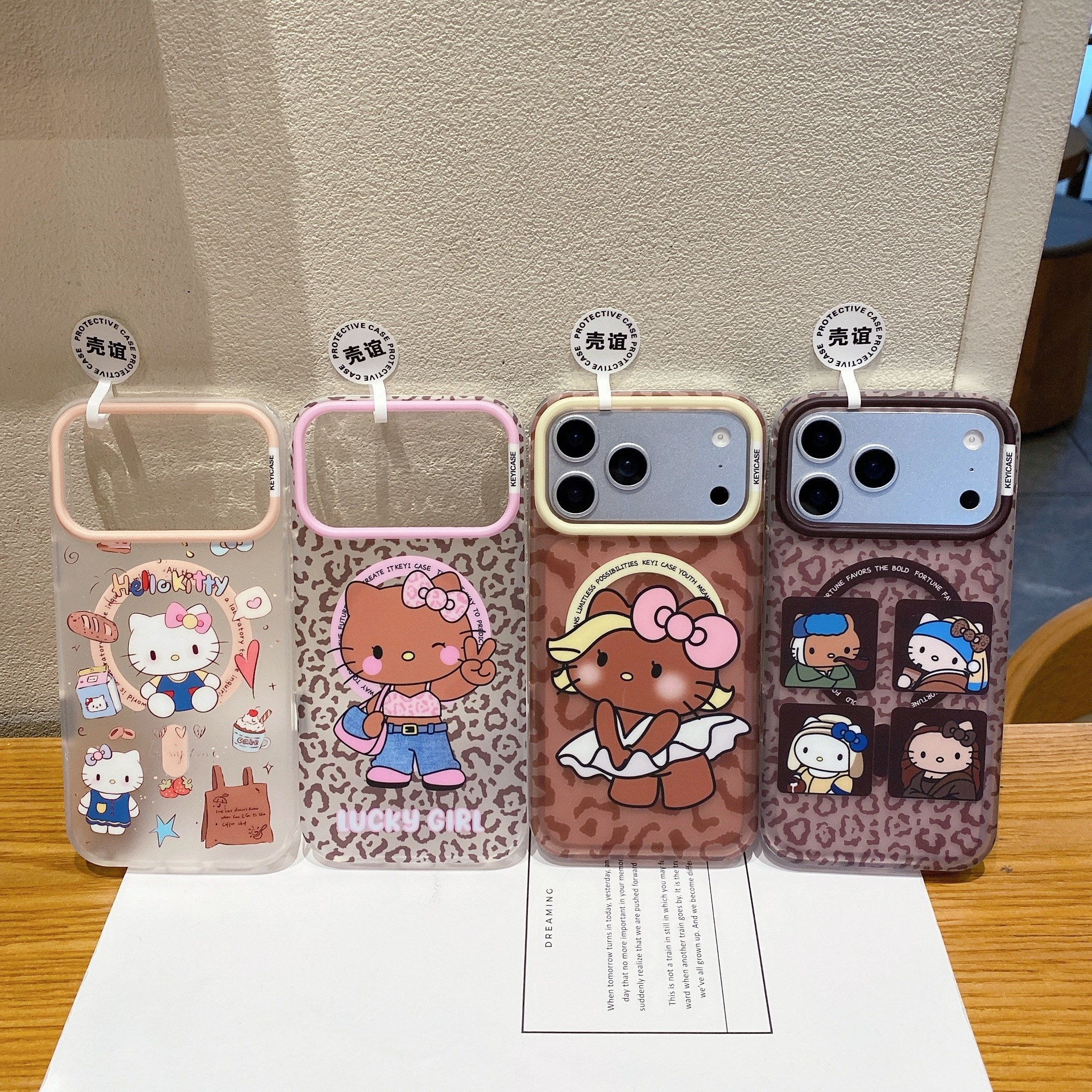 KT猫豹纹双层IMD磨砂肤感适用iphone苹果17promax可爱16pro包拍照键15卡通14小众13女生轻薄防指纹磁吸手机壳