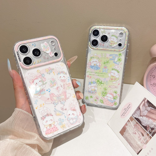 乐开酷精孔细闪蝴蝶兔子四叶草适用iphone苹果17promax可爱16pro卡通15全包相机ai金属独立键气囊磁吸手机壳