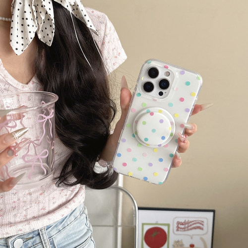 彩色波点适用iphone18苹果17promax气质16pro温柔15清新14女生13小众全包相机AI键双层IMD磁吸支架防摔手机壳