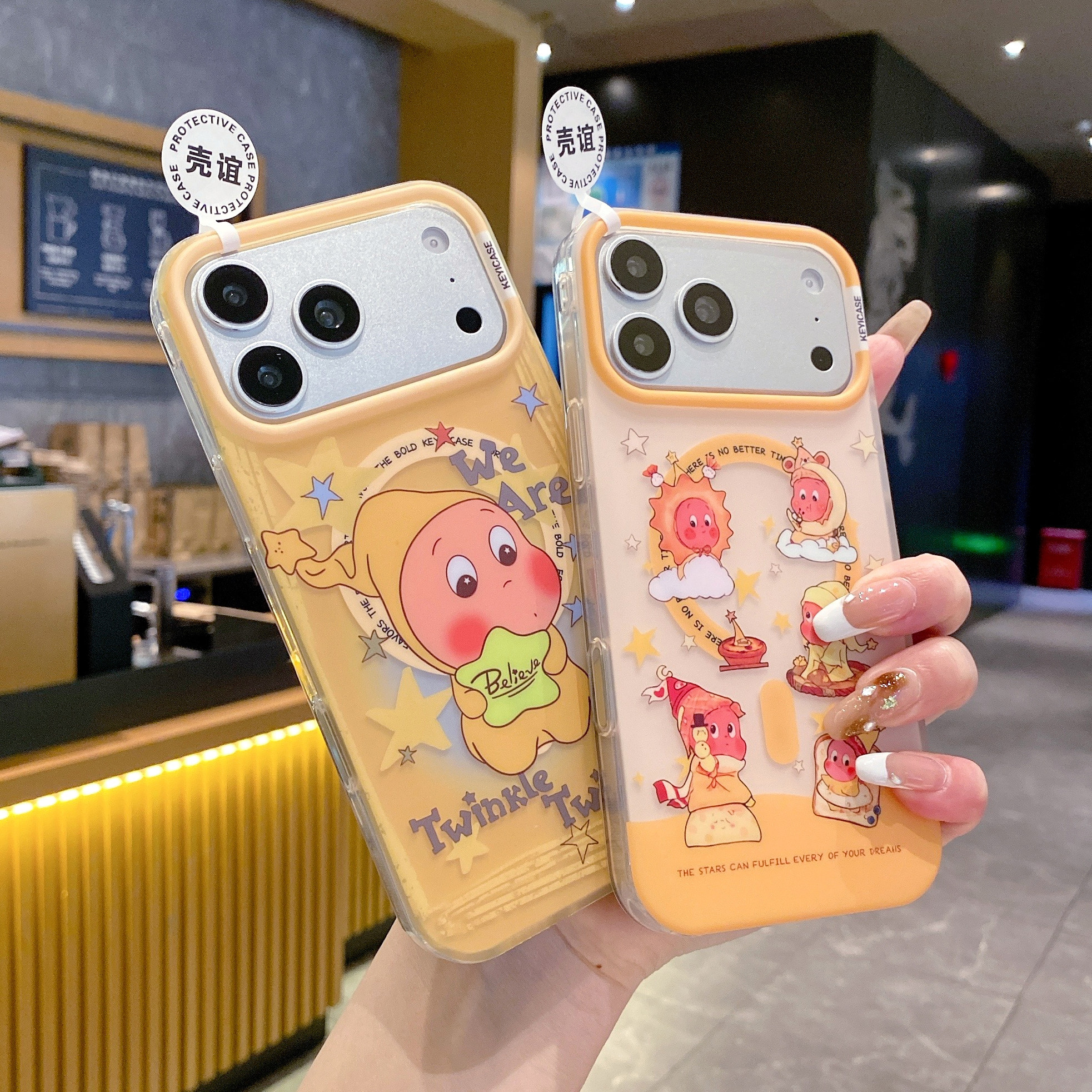 壳谊黄色星星人适用iphone苹果17promax可爱16pro包拍照键15卡通14小众13少女生双层IMD磨砂抗指纹磁吸手机壳