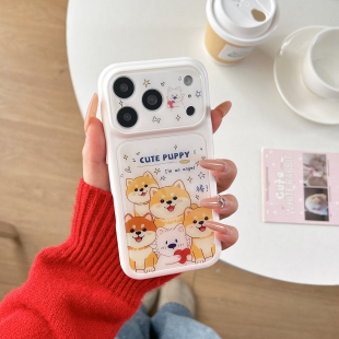 纯白星星小狗ins适用iphone秒变苹果17promax小众16pro可爱15女生卡通包相机ai键大视窗软边亚克力精孔手机壳