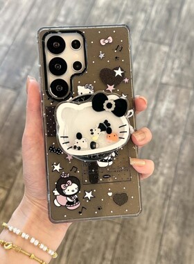 暗黑系抱小熊kitty猫卡通适用三星s26ultra手机壳高级感s25+网红新款全包s24plus硅胶2026防摔外壳s23u保护套