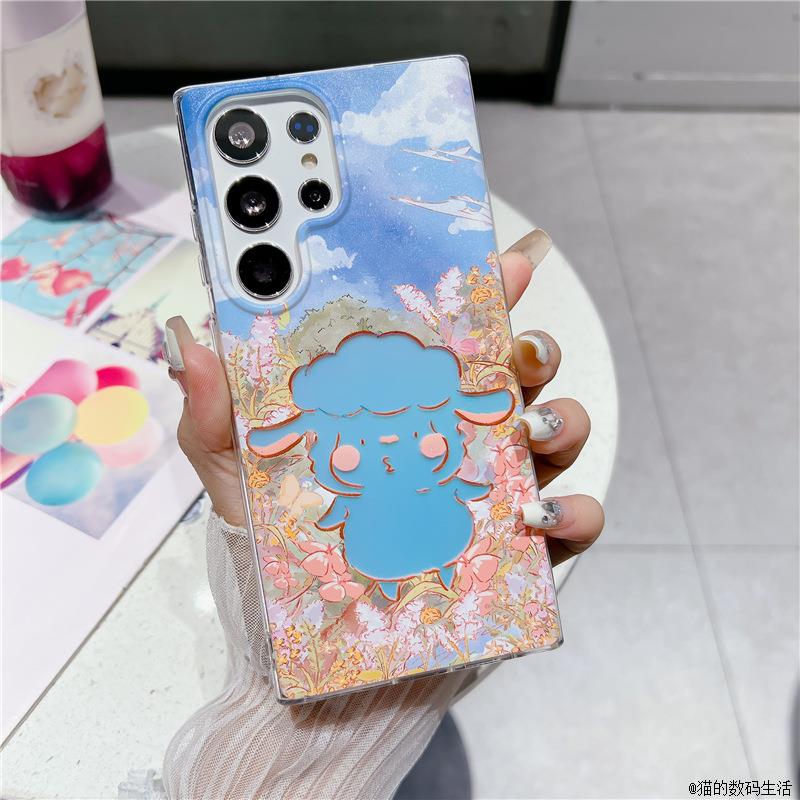 搞怪小绵羊适用三星s24ultra镭射手机壳u23渐变新款s25utral透明高级感软壳s23+防摔s22u保护套s55全包创意