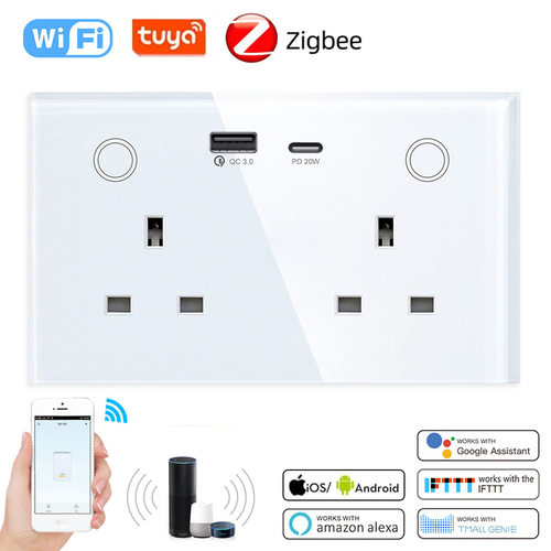 涂鸦智能英规插座socket电计量147型墙壁英规插座zigbee语音alexa