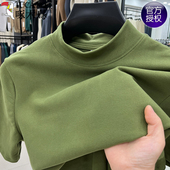 短袖 男加厚德绒t恤男士 内搭打底衫 啄木鸟冬季 磨毛半袖 打底上衣男