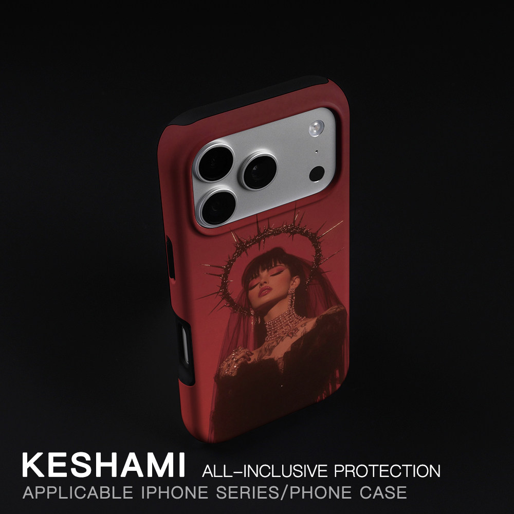 keshami适用苹果17promax/16pro手机壳带磁吸新款潮男女高端个性磨砂硬壳全包防摔15pro/14pro头环黑纱女