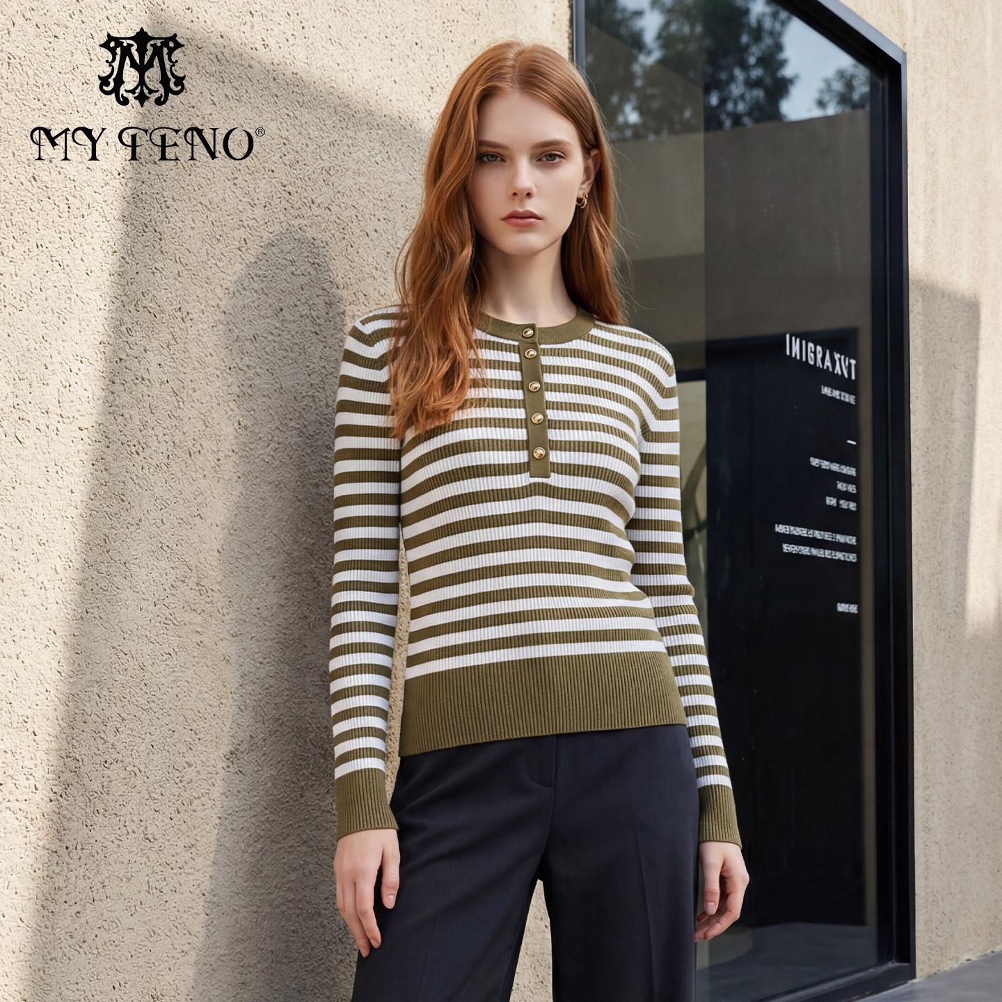 马天奴2026春夏新款撞色条纹圆领绵羊毛混纺针织衫长袖毛衫百搭女,女装/女士精品,毛针织衫,淘宝优惠券,粉丝福利购,淘宝优惠卷