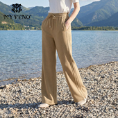 子长裤 黑色松紧腰弹力宽松直筒裤 休闲百搭 马天奴春夏新款 官方正品