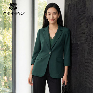 职场百搭 外套西服通勤时尚 马天奴2026春夏新款 绿色翻领一粒扣西装