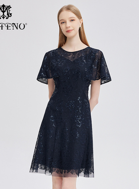 专柜正品马天奴女夏季新款圆领蕾丝连衣裙子气质时尚MRS508DRX0