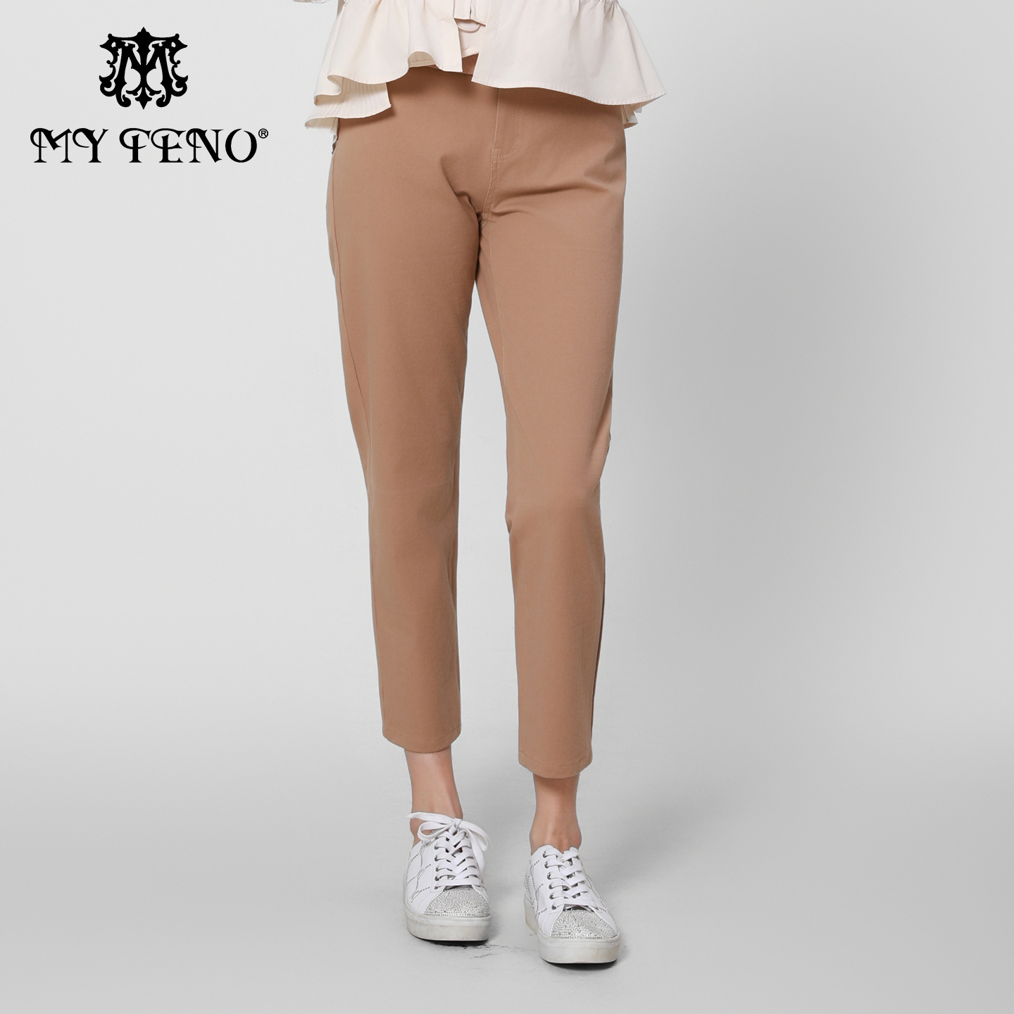 马天奴纯色棉质小脚修身休闲裤