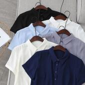 双层雪纺衬衫 翻领防透设计感职业通勤OL简约面试垂顺白衬衣 女短袖