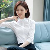 正装 女职业白衬衣立领七分袖 气质学院风设计感小众女工服 衬衫 春款