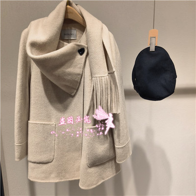 曼娅奴2025冬款呢大衣围巾