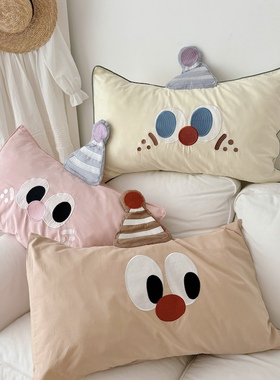 可爱卡通立体刺绣枕套纯棉水洗棉48X74宝宝幼儿园30X50枕头套子