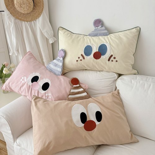 可爱卡通立体刺绣枕套纯棉水洗棉48X74宝宝幼儿园30X50枕头套子