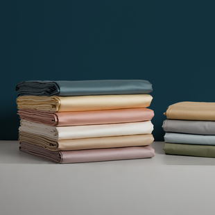 简约纯色高端100支贡缎长绒棉全棉床单纯棉床笠单件床套柔软丝滑