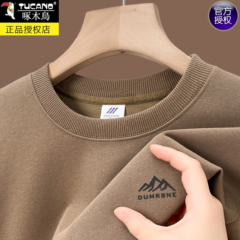 啄木鸟高端男士圆领纯棉长袖t恤