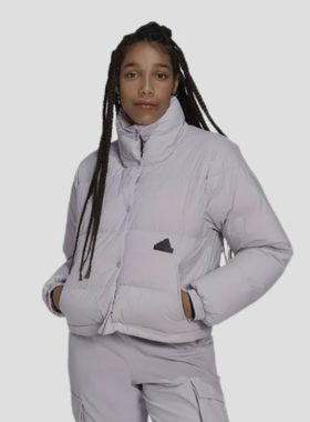 adidas/阿迪达斯 加厚保暖短款立领长袖鸭绒羽绒服 女装 HM2902紫